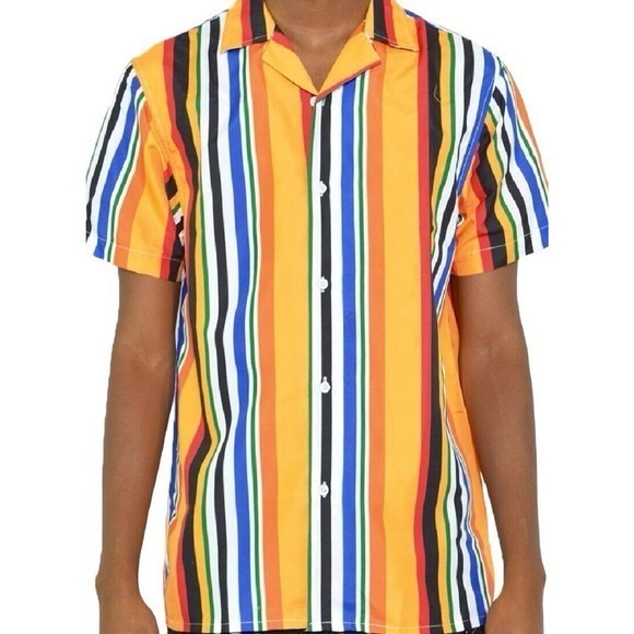 Weiv Of Los Angeles Brilliant Colored Stripe Short Sleeve Button Shirt Mens 2XL - Picture 7 of 12